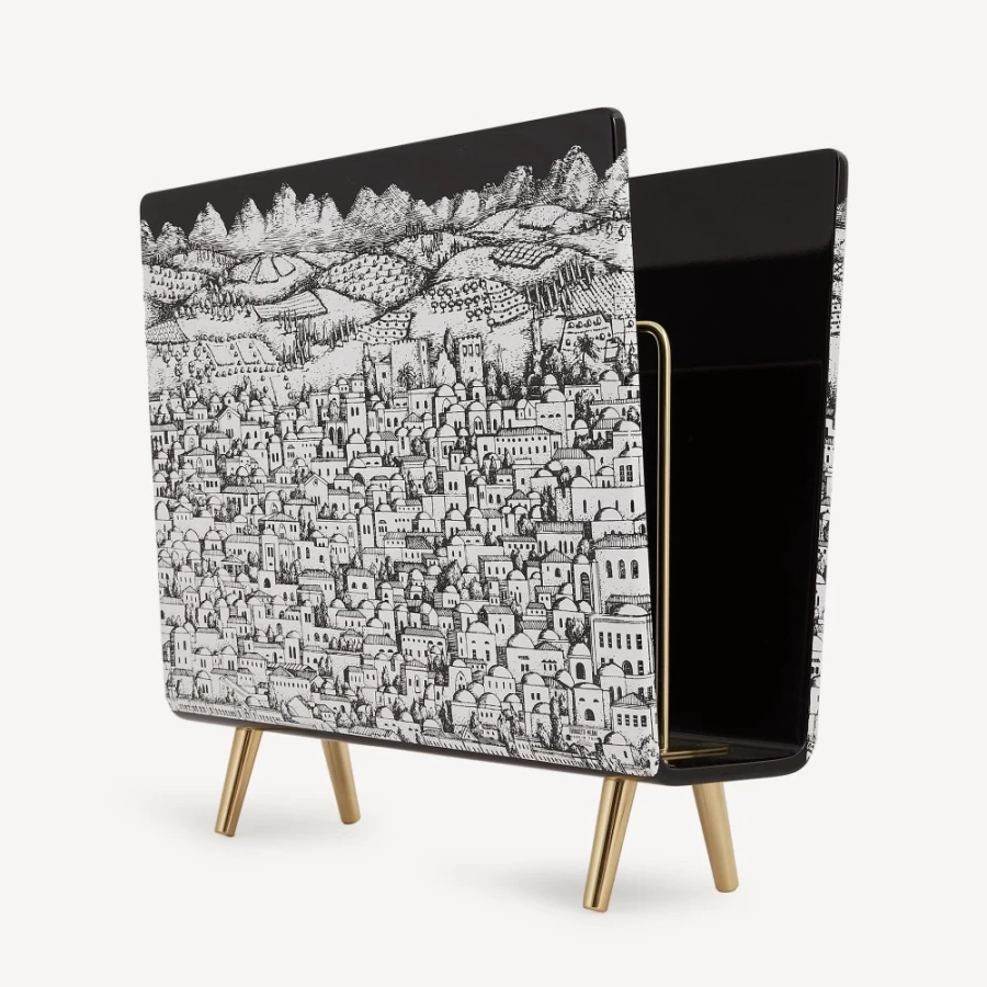 Fornasetti Magazine Rack Gerusalemme - White and Black Designer Shelf