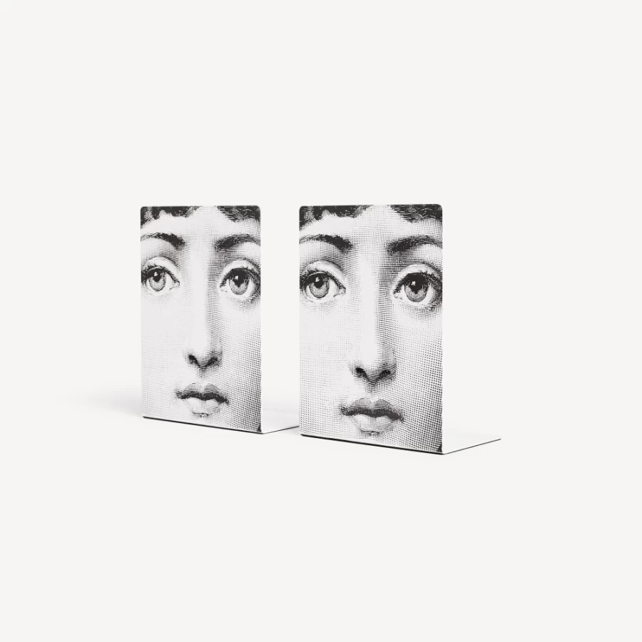 Fornasetti White and Black Viso Bookends - Decorative Designer Book Supports