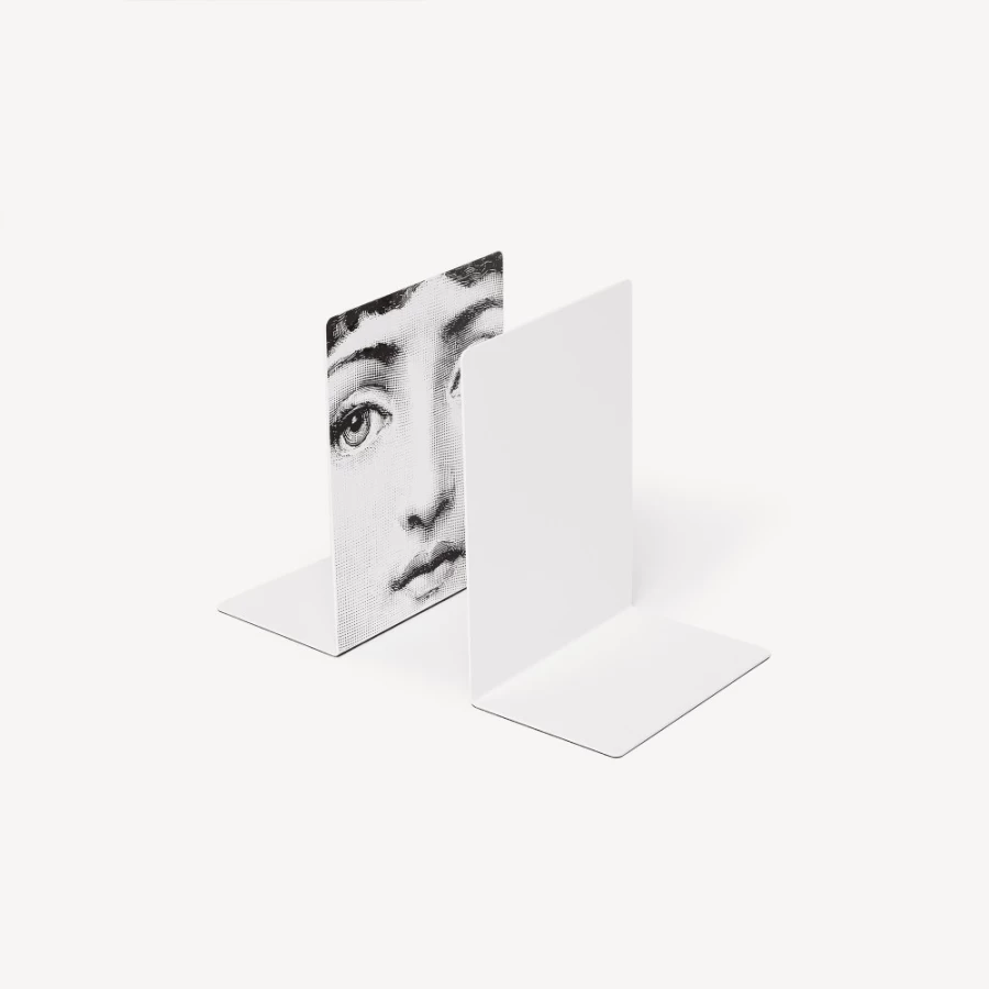 Fornasetti White and Black Viso Bookends - Decorative Designer Book Supports