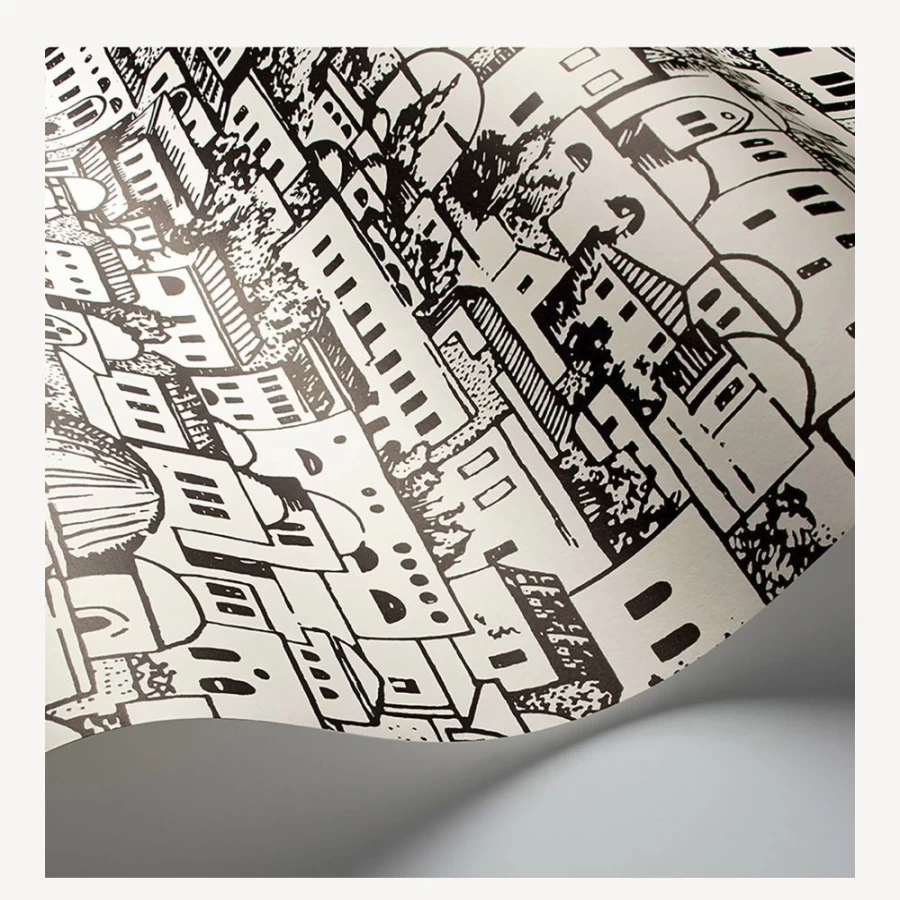 Fornasetti Mediterranea Wallpaper in White and Black - Premium Designer Wall Covering