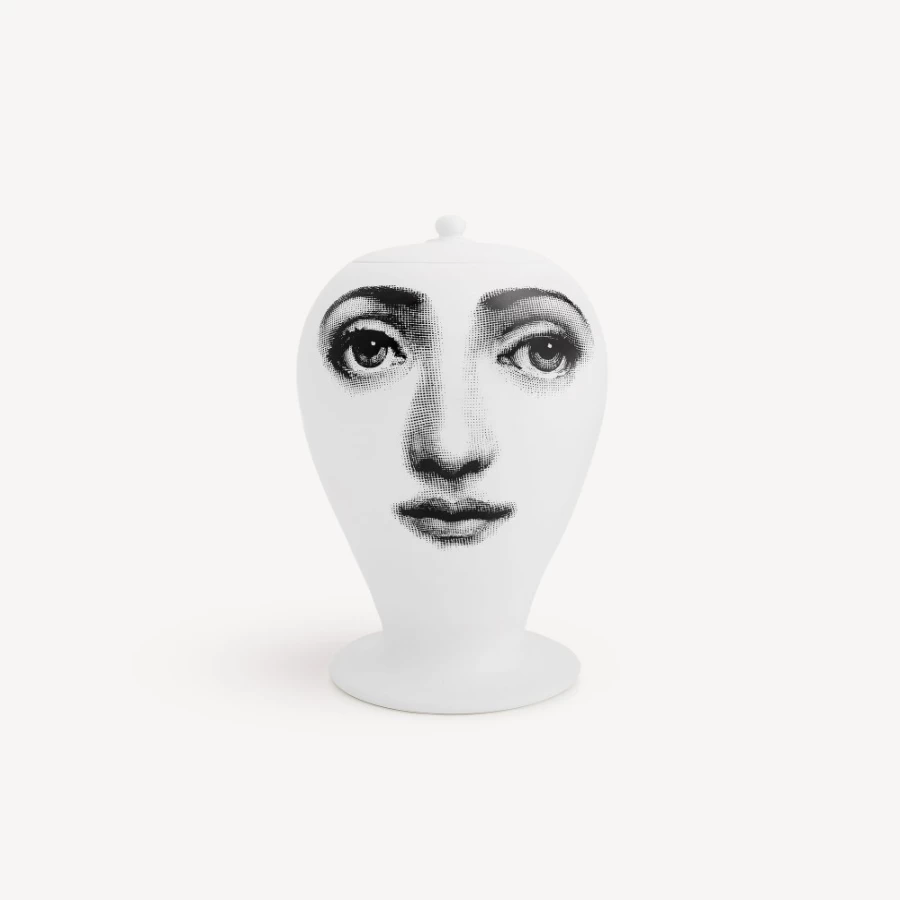 Fornasetti White and Black Buongiorno/Buonanotte Ceramic Vase