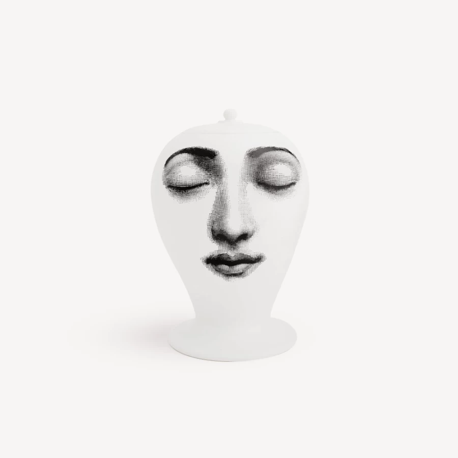 Fornasetti White and Black Buongiorno/Buonanotte Ceramic Vase