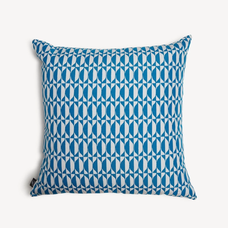 Fornasetti Turquoise and White Outdoor Cushion Losanghe - Luxury Designer Pillow for Patio and Garden