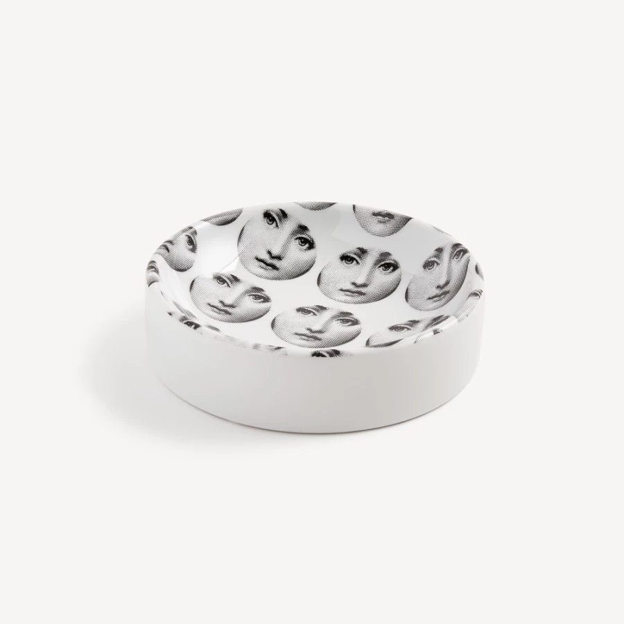 Fornasetti Round Ashtray Tema E Variazioni N.197 in White and Black
