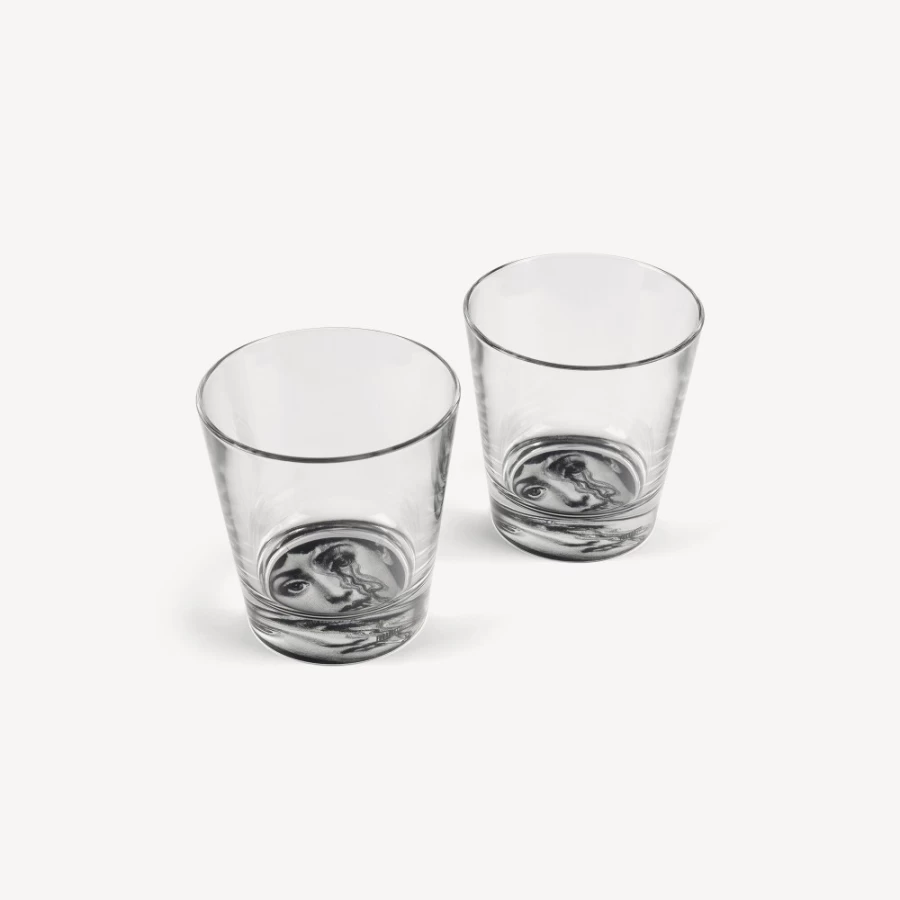Fornasetti Black Tema E Variazioni 2-Piece Glass Set