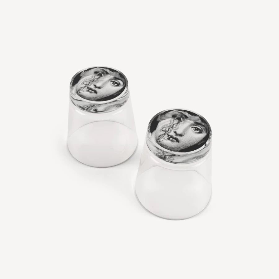 Fornasetti Black Tema E Variazioni 2-Piece Glass Set