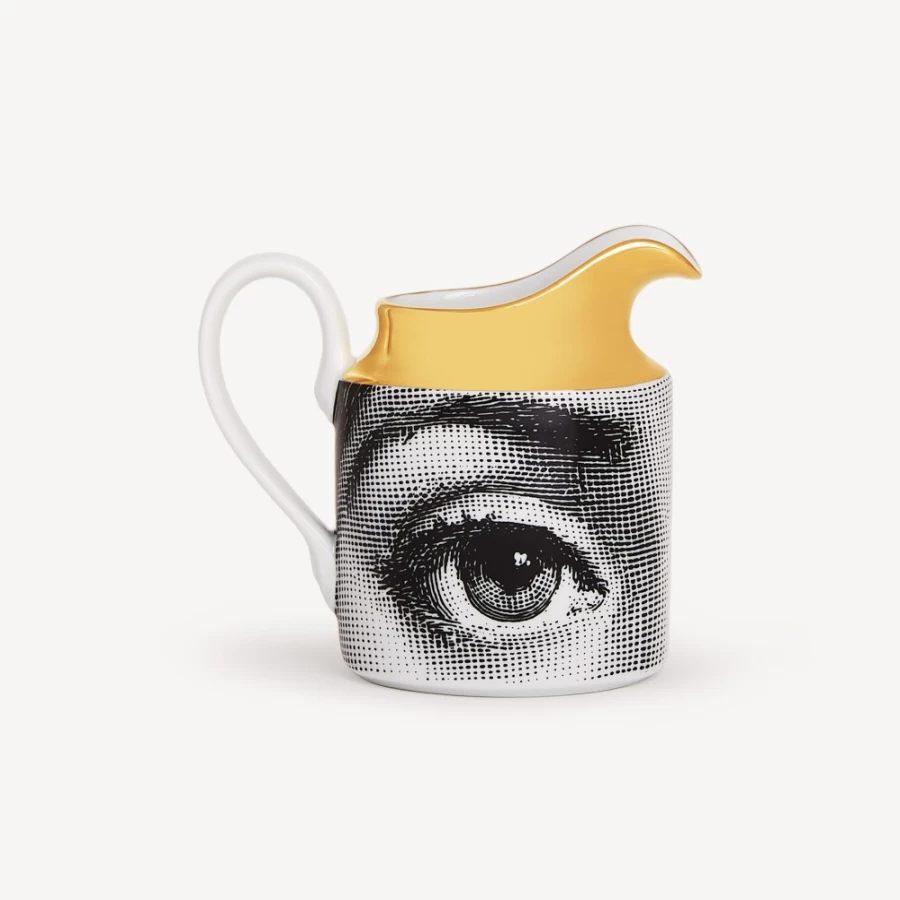 Fornasetti Milk Jug "Tema E Variazioni" - White, Black & Gold Ceramic Pitcher