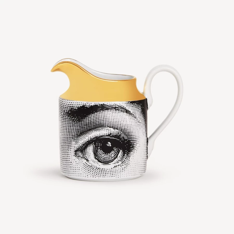 Fornasetti Milk Jug "Tema E Variazioni" - White, Black & Gold Ceramic Pitcher