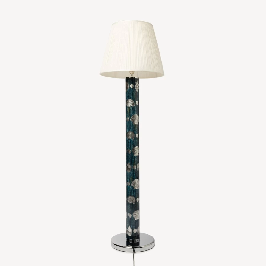 Fornasetti Giro Di Conchiglie Floor Lamp in Silver/Blue - Modern Designer Lighting