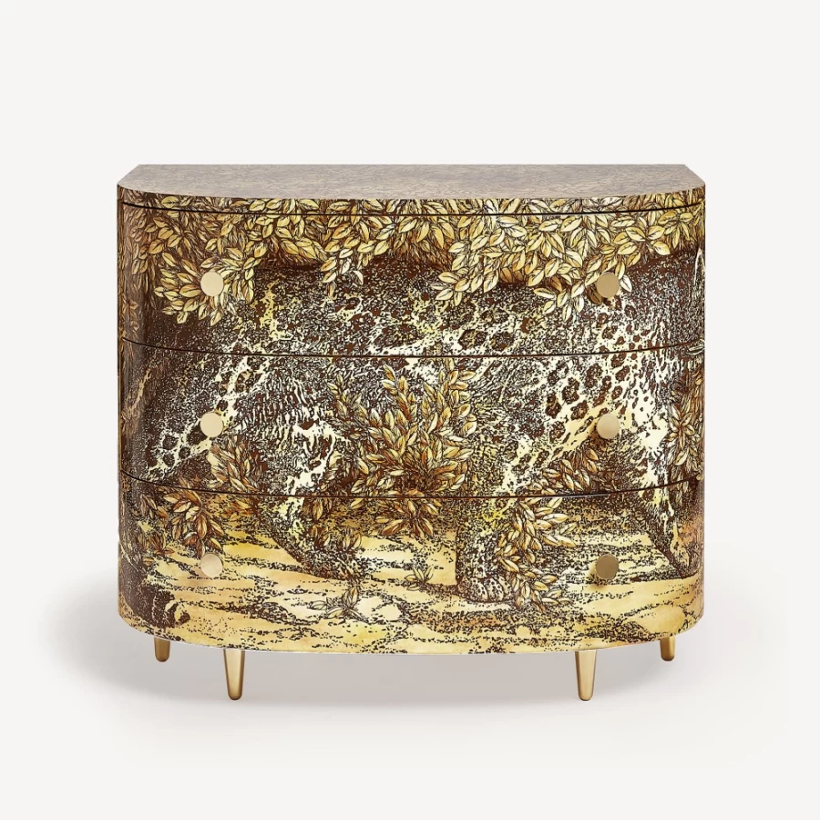 Fornasetti Leopardo Multicolour Curved Chest of Drawers