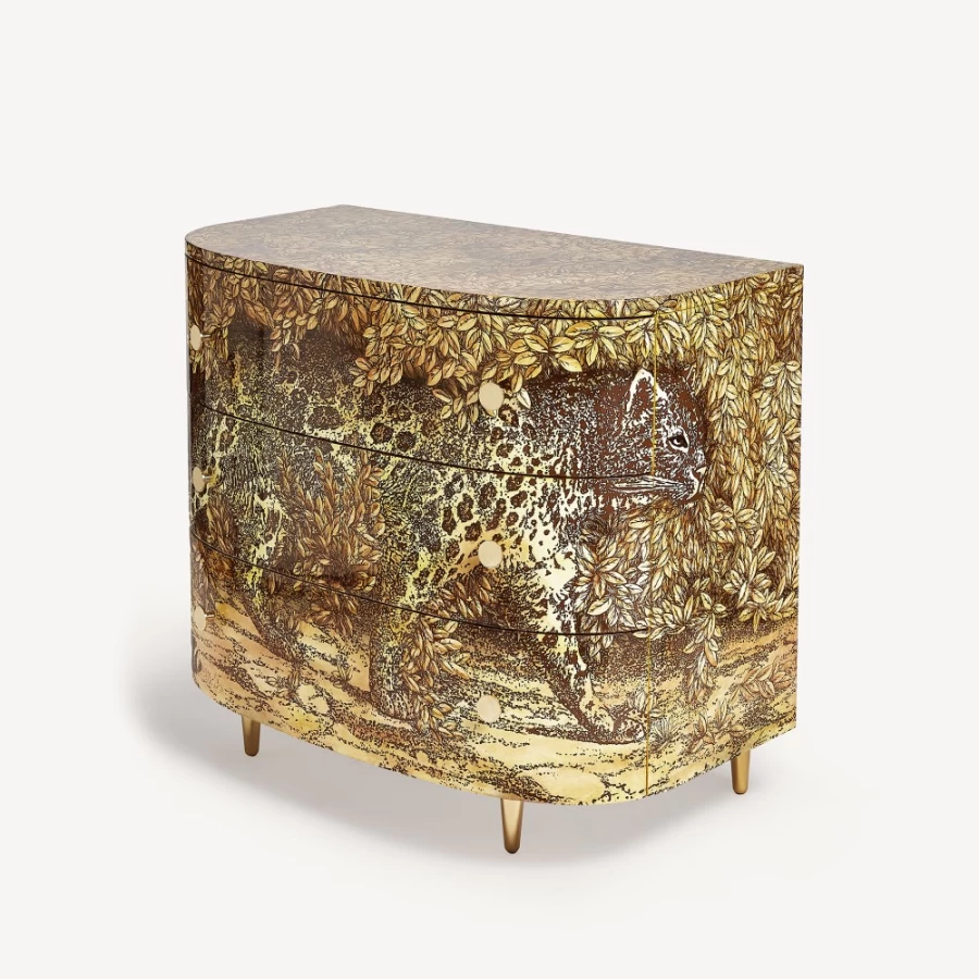 Fornasetti Leopardo Multicolour Curved Chest of Drawers