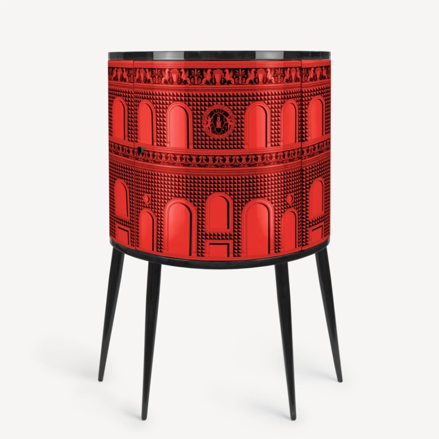 Fornasetti Red and Black Quattrocentesca Console Facade Decorative Collectible