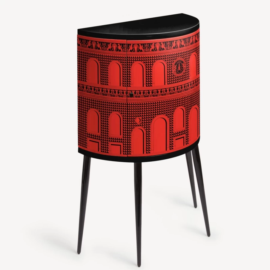 Fornasetti Red and Black Quattrocentesca Console Facade Decorative Collectible