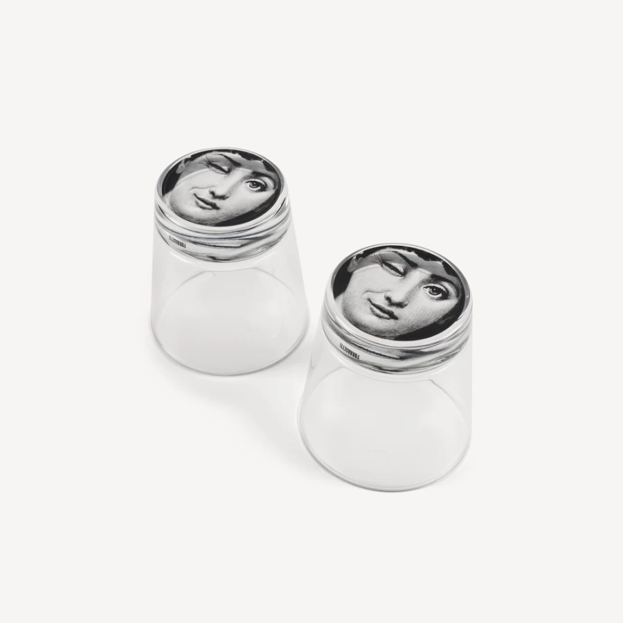 Fornasetti Black Tema E Variazioni 2-Piece Glass Set