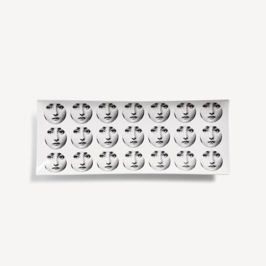 Fornasetti Rectangular Tray "Tema E Variazioni N.197" in White and Black - Decorative Collectible Design
