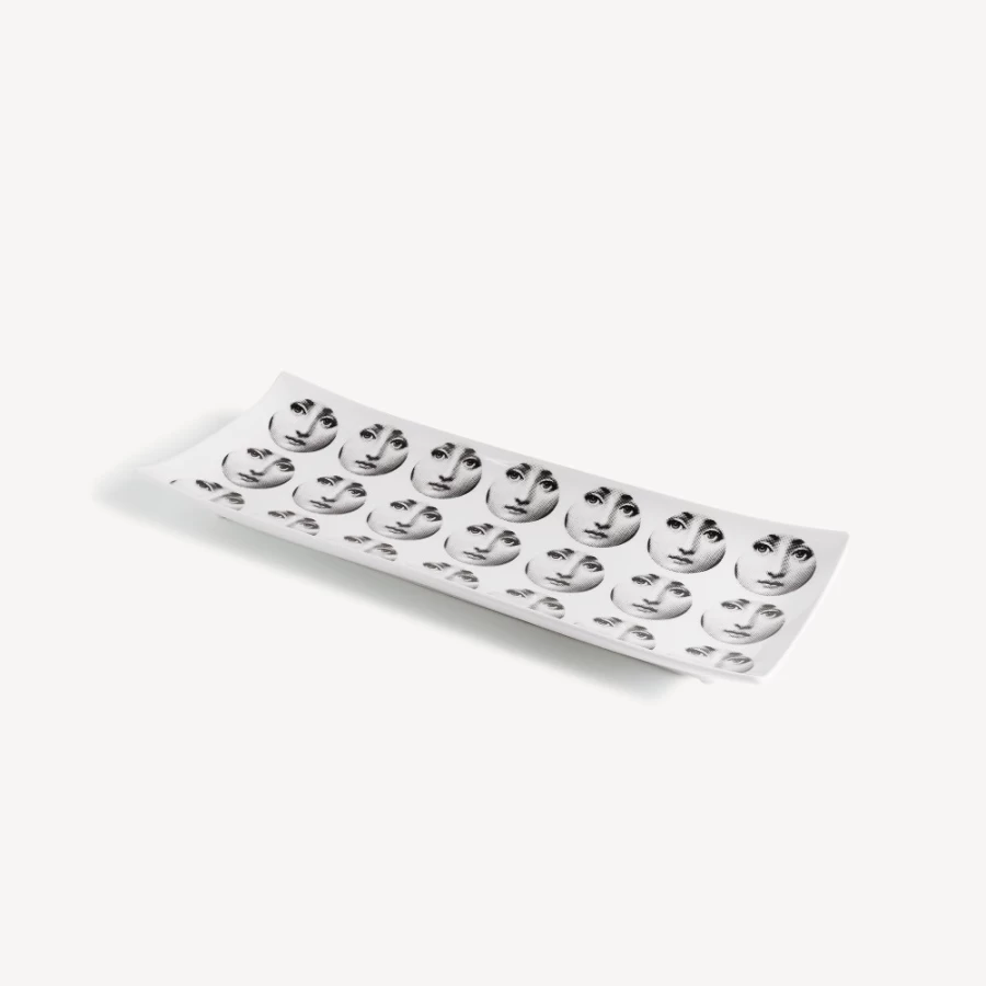 Fornasetti Rectangular Tray "Tema E Variazioni N.197" in White and Black - Decorative Collectible Design