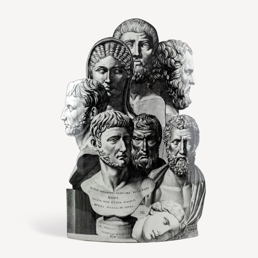 Fornasetti Trompe L'Oeil Antique Head White Black Umbrella Stand