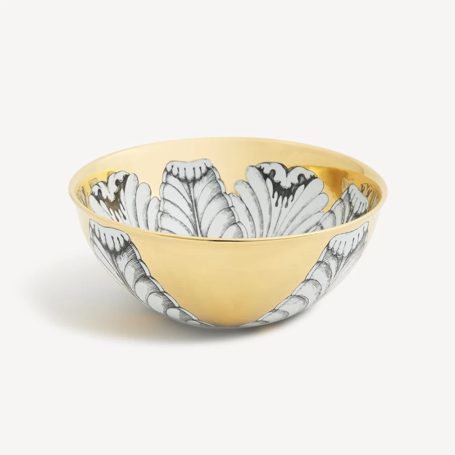 Fornasetti Centrepiece Rosone N.5 Decorative Tray in White, Black & Gold