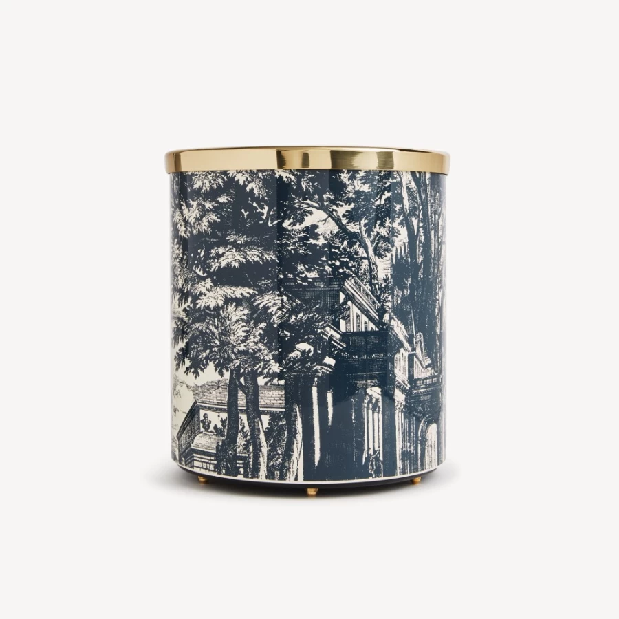 Fornasetti Blue Ivory Paper Basket Giardino Settecentesco Decorative Collectible