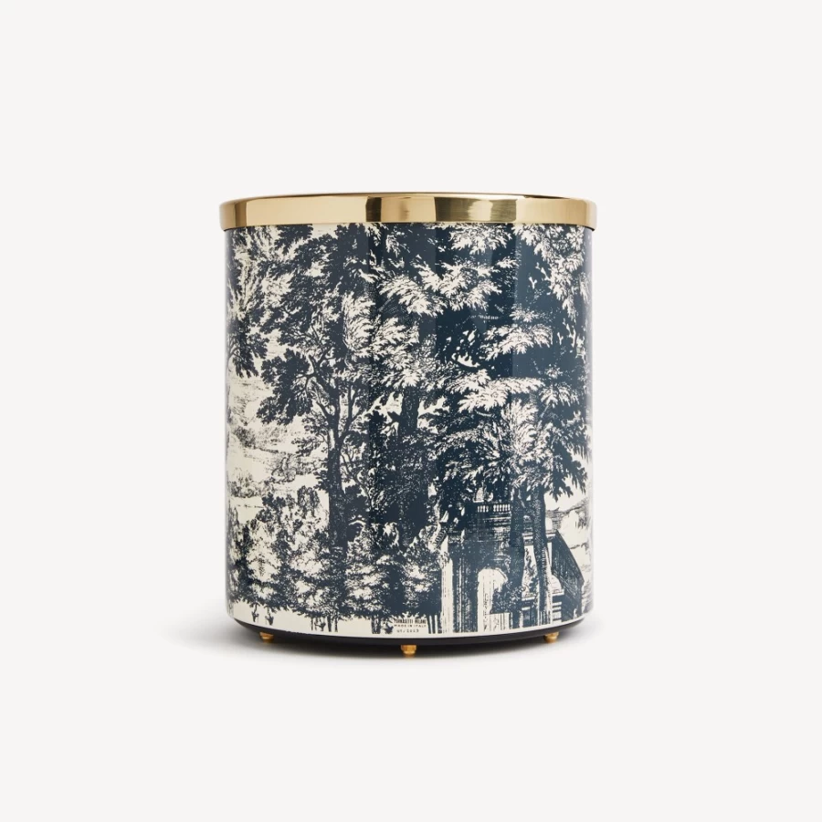 Fornasetti Blue Ivory Paper Basket Giardino Settecentesco Decorative Collectible