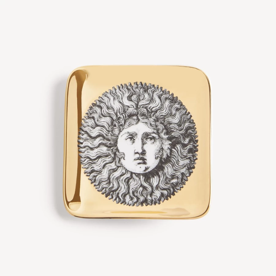 Fornasetti White Black Gold Re Sole Ashtray - Luxury Designer Collectible
