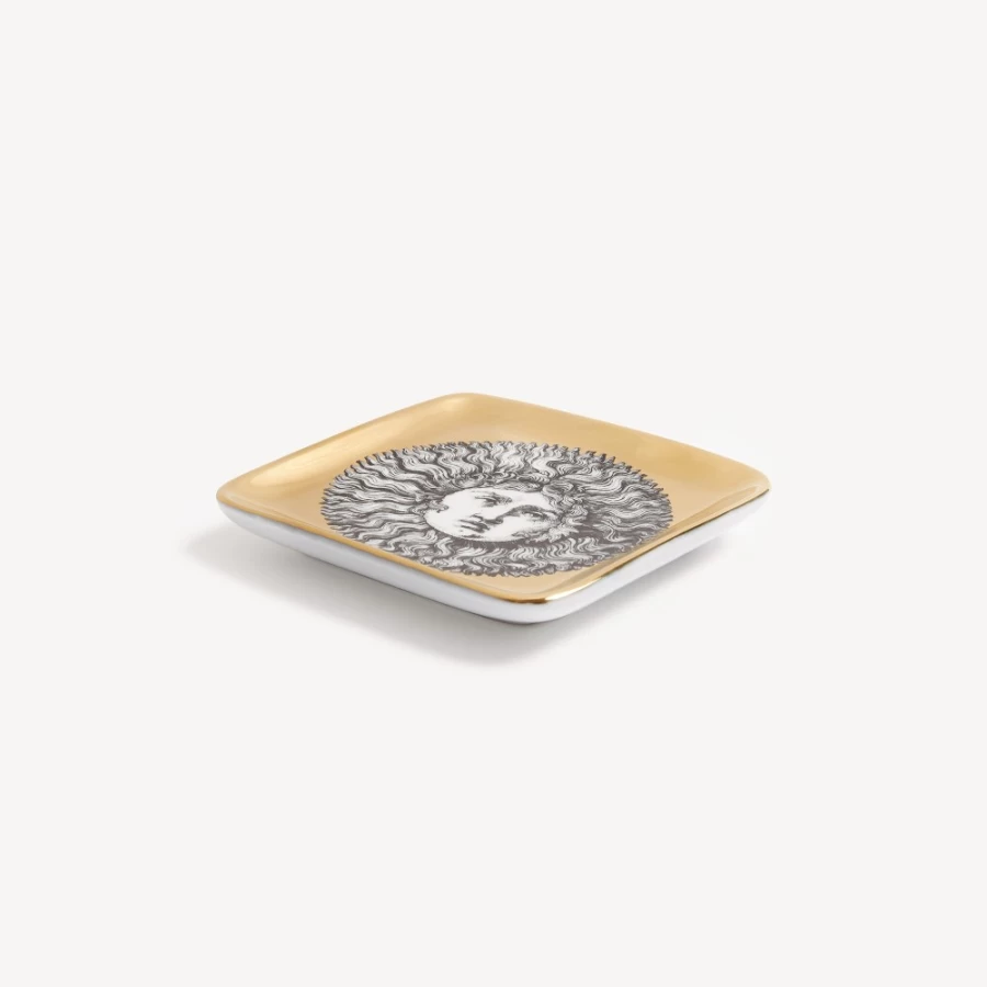 Fornasetti White Black Gold Re Sole Ashtray - Luxury Designer Collectible