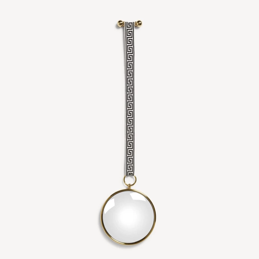 Fornasetti Brass White Black Magic Convex Mirror with Ribbon - Decorative Wall Art