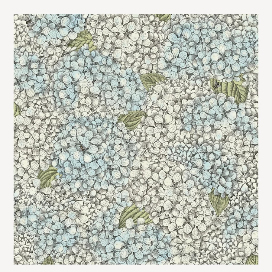 Fornasetti Blue & Cream Ortensia Wallpaper - Premium Italian Design