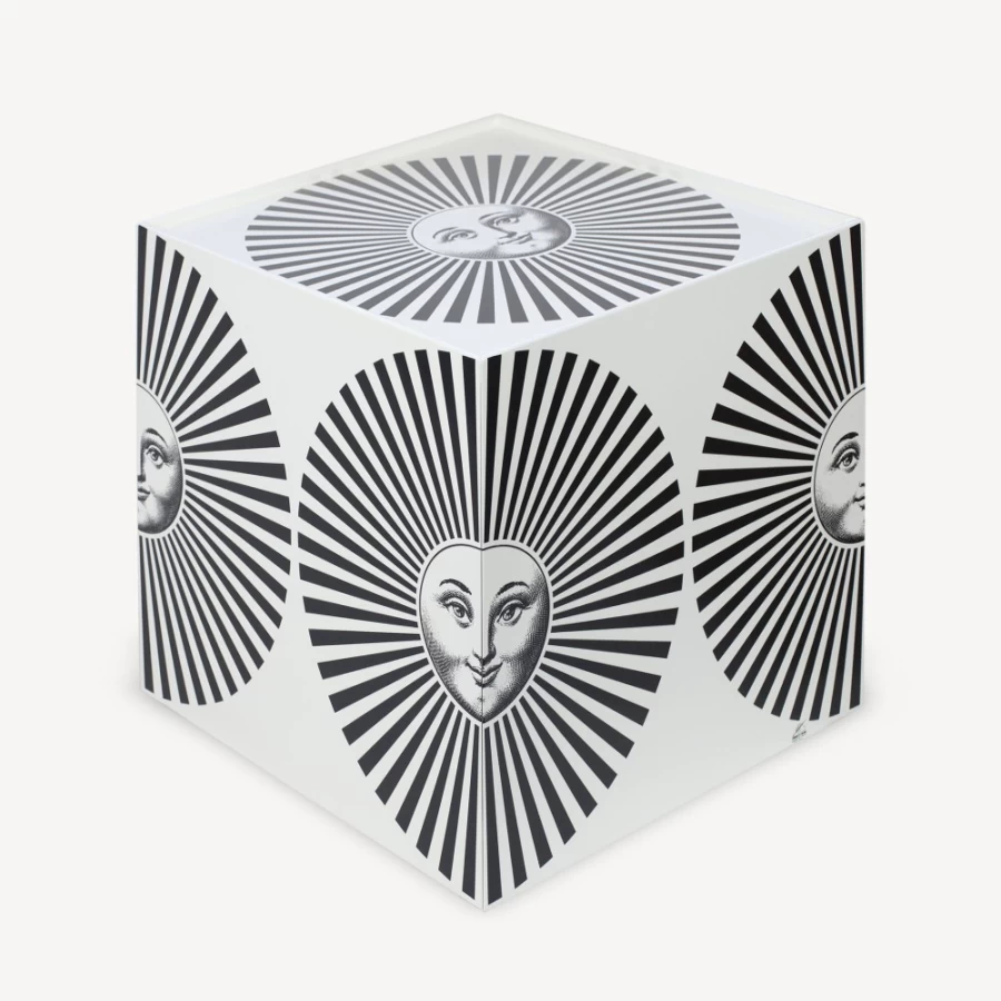 Fornasetti Raggiante Cube With Drawer in White and Black - Decorative Storage Box