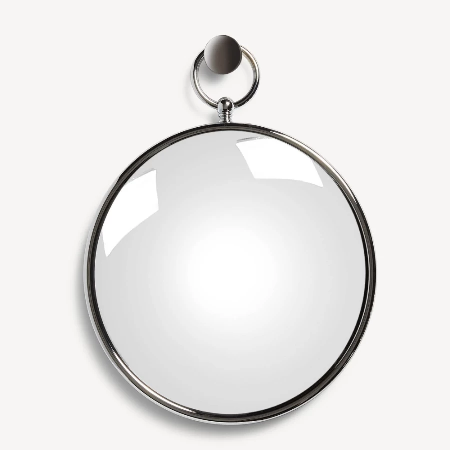 Fornasetti Silver Convex Magic Mirror with Chromed Frame - Decorative Wall Mirror