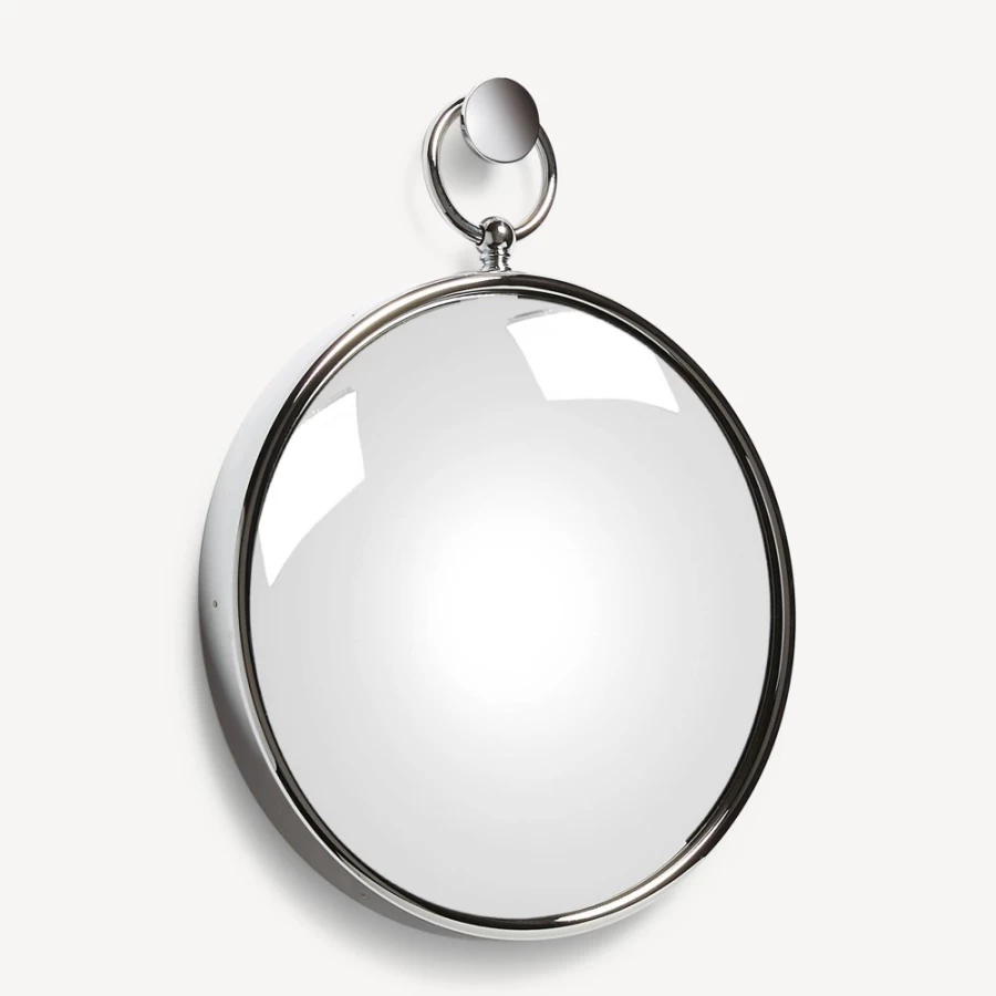 Fornasetti Silver Convex Magic Mirror with Chromed Frame - Decorative Wall Mirror