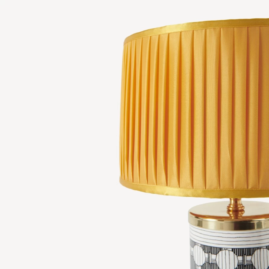 Fornasetti Yellow Pleated Fabric Cylindrical Lampshade - Elegant Designer Lighting