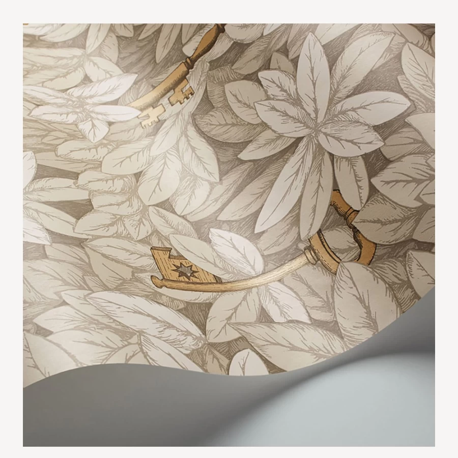 Fornasetti Stone Gold Wallpaper Chiavi Segrete Design Luxury Home Decor