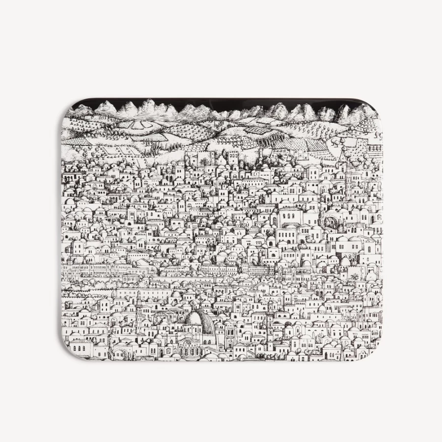 Fornasetti White and Black Tray Gerusalemme Decorative Collectible