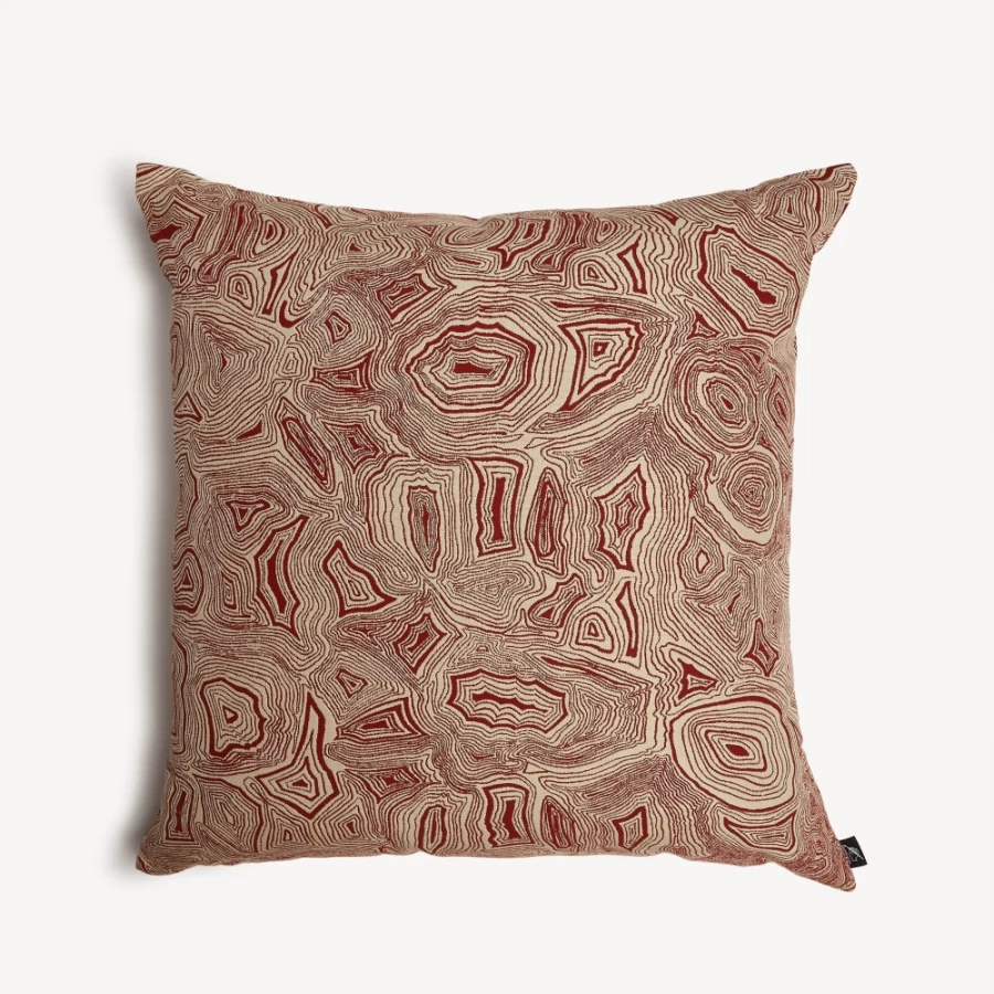 Fornasetti Outdoor Cushion in Rust/Ecru - Malachite Pattern Luxury Garden Seat Cushion