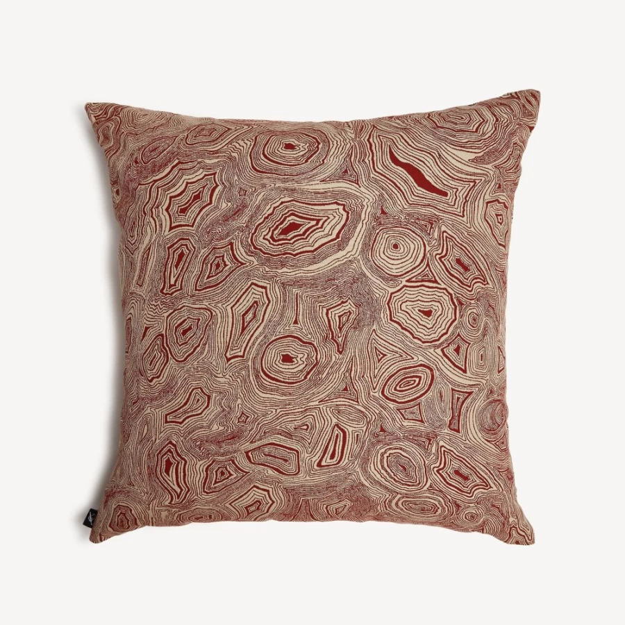 Fornasetti Outdoor Cushion in Rust/Ecru - Malachite Pattern Luxury Garden Seat Cushion
