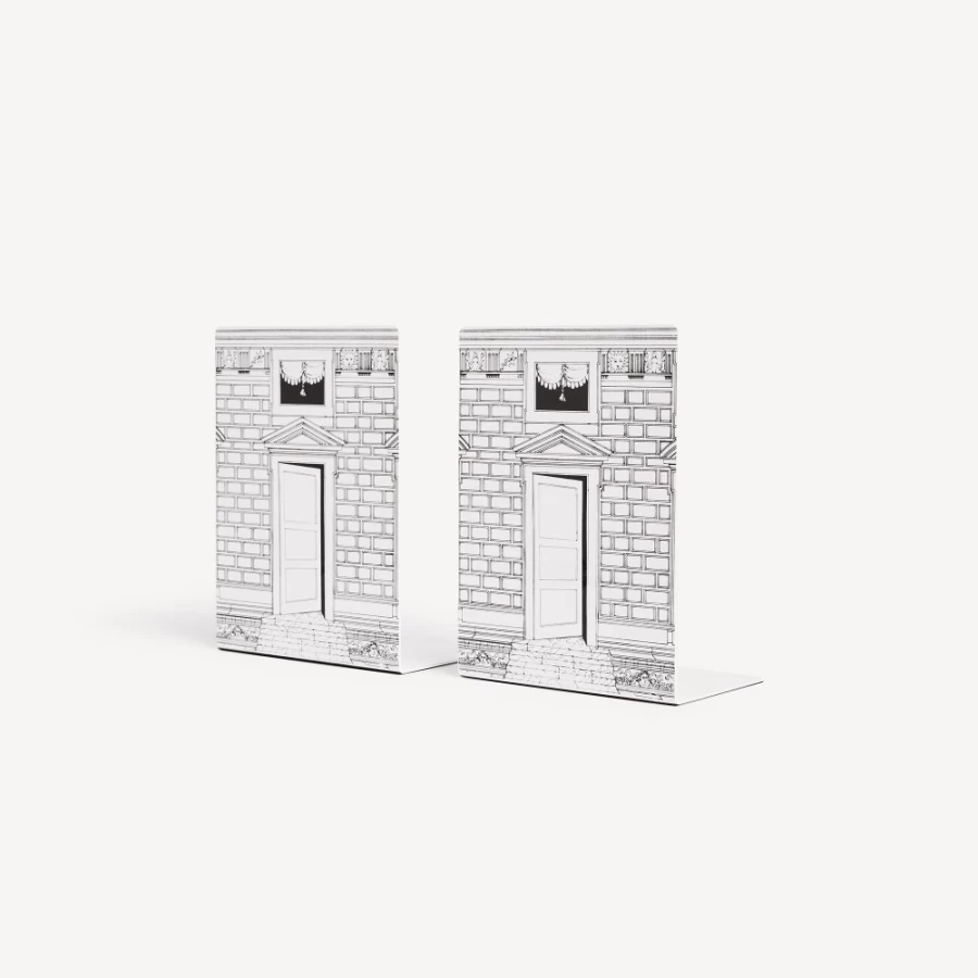 Fornasetti White and Black Bookends Porta - Decorative Designer Book Holders