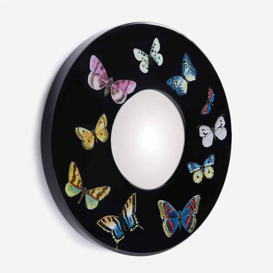 Fornasetti Multicolour Farfalle Frame with Convex Mirror - Decorative Wall Art