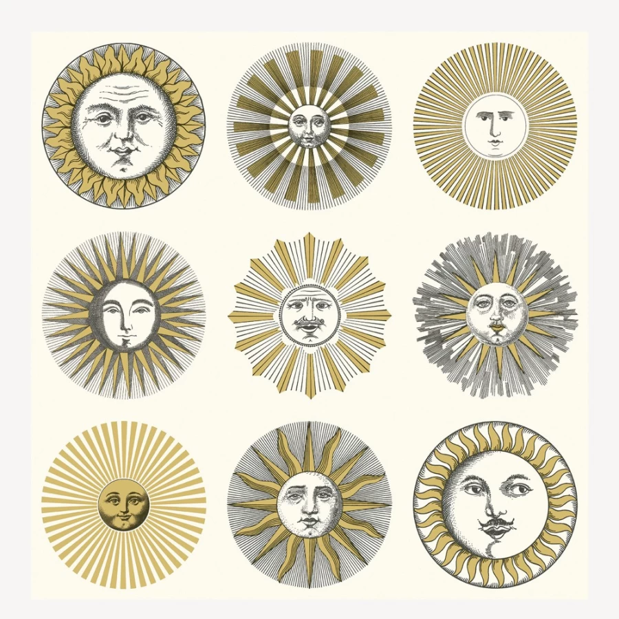 Fornasetti Cream & Gold Soli Wallpaper – Luxury Italian Design