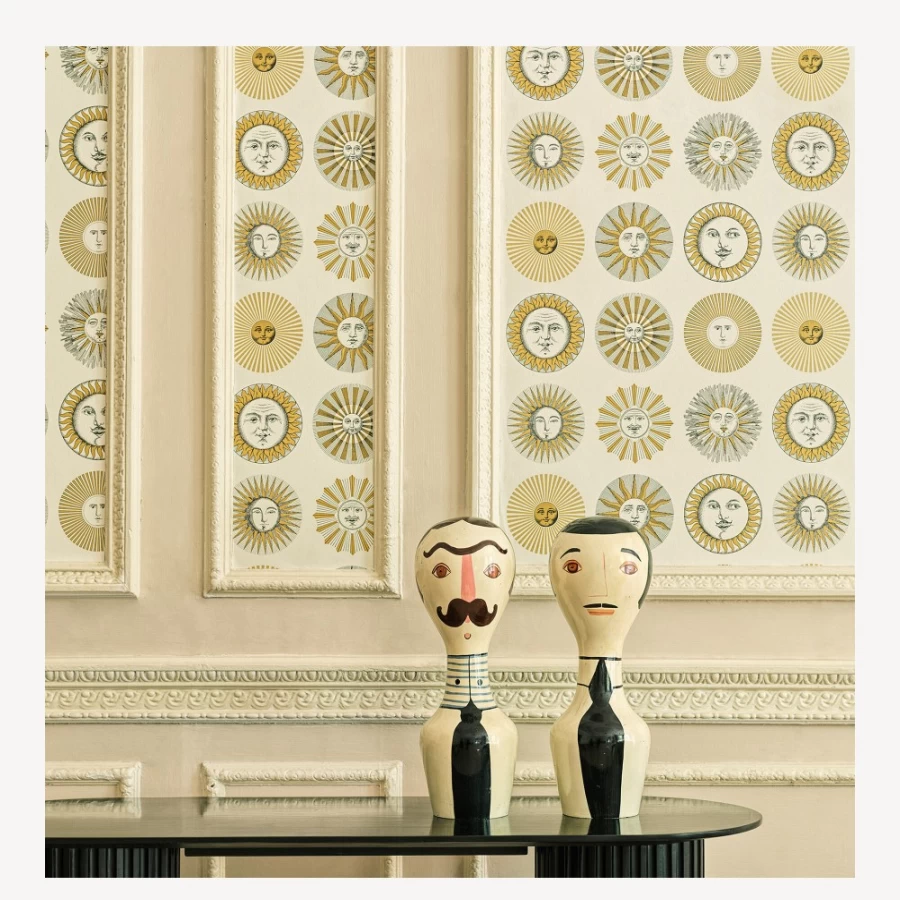 Fornasetti Cream & Gold Soli Wallpaper – Luxury Italian Design