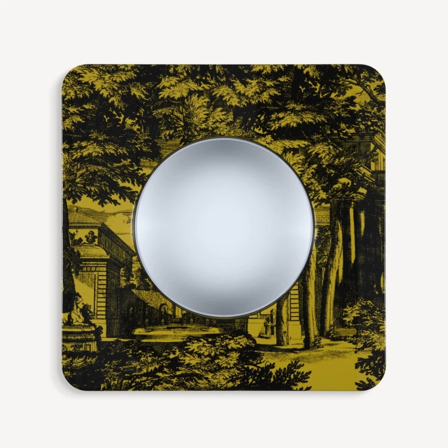 Fornasetti Black and Yellow Convex Mirror Frame - Giardino Settecentesco Design