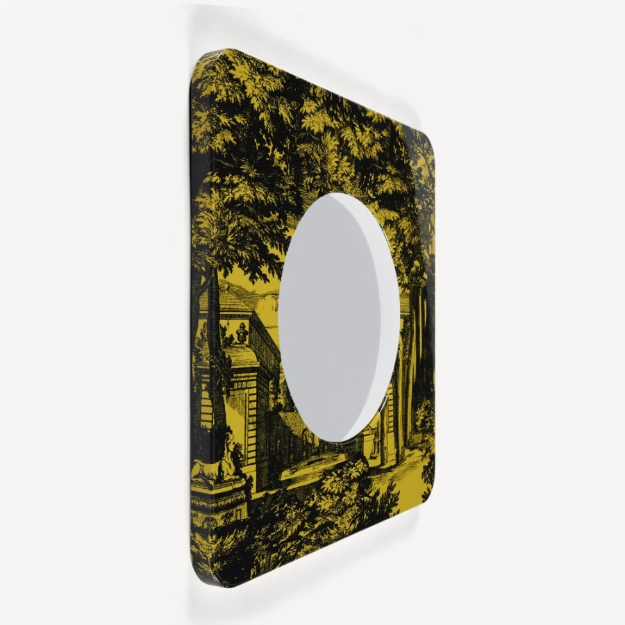 Fornasetti Black and Yellow Convex Mirror Frame - Giardino Settecentesco Design