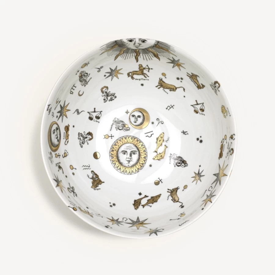Fornasetti Centrepiece Astronomici Decorative Tray in White, Black, and Gold