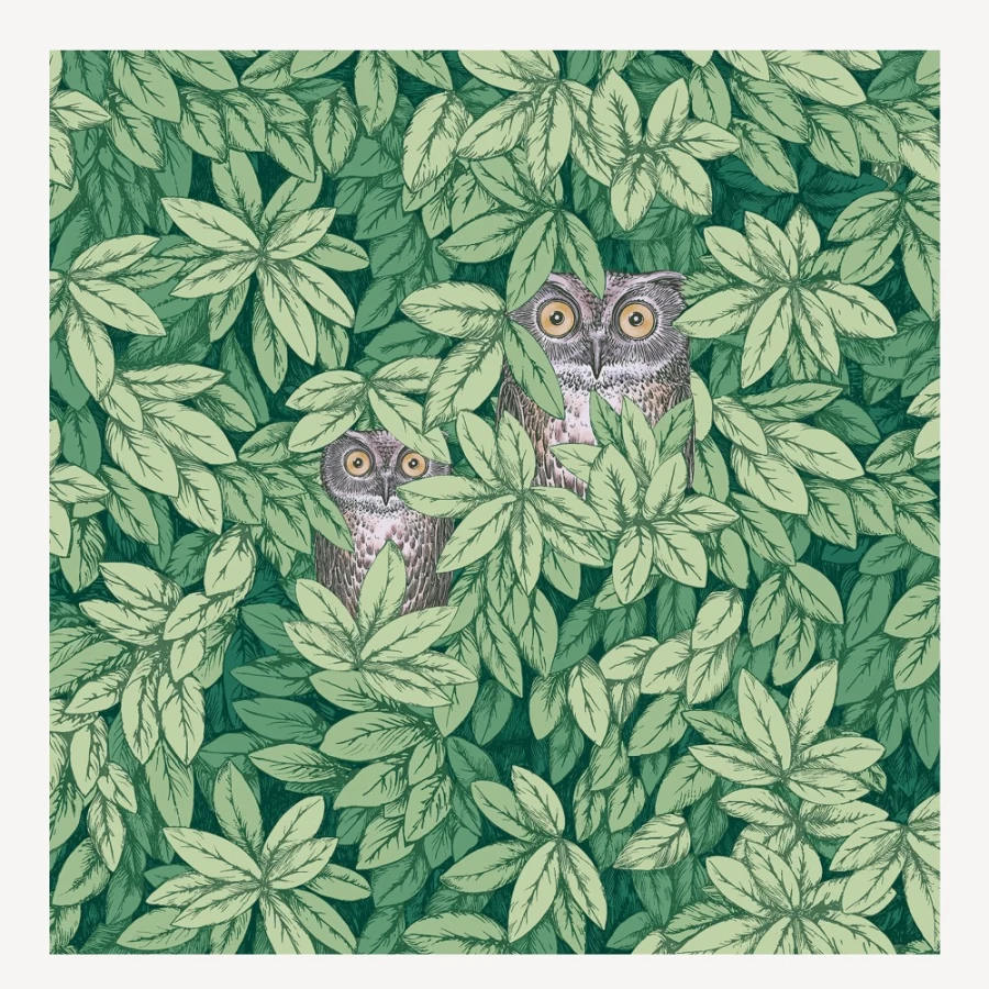 Fornasetti Forest Green Wallpaper Foglie E Civette Design