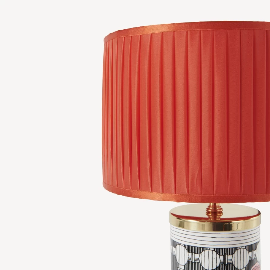 Fornasetti Rosso Pleated Fabric Cylindrical Lampshade