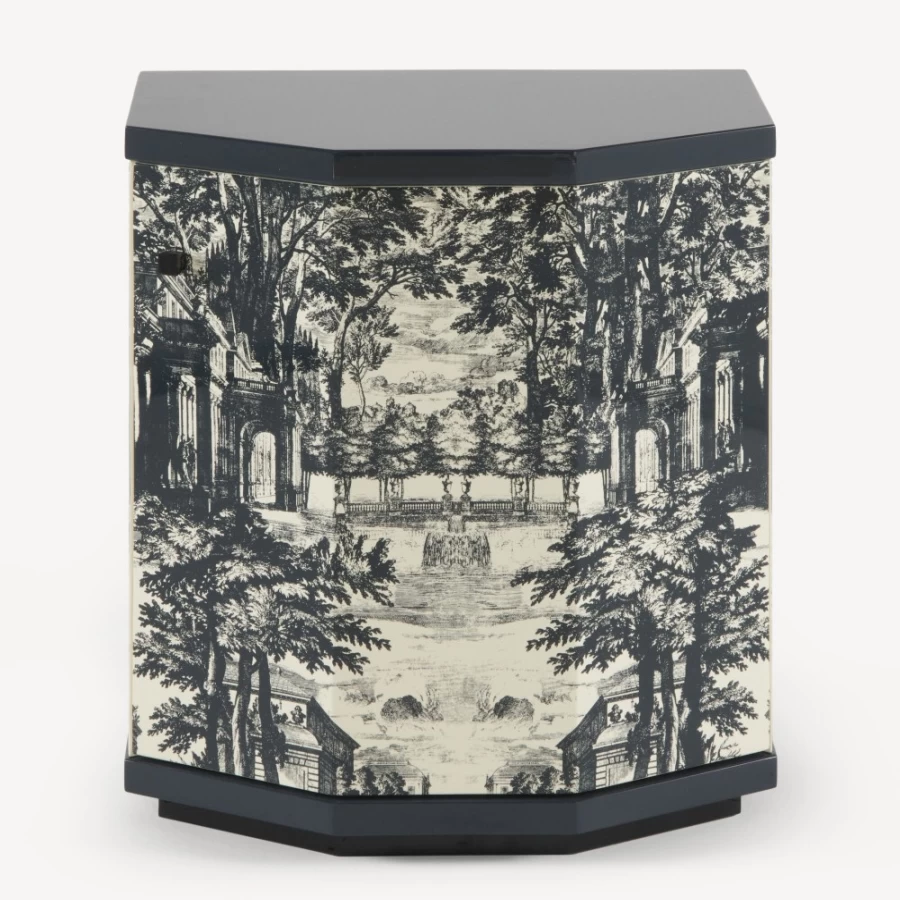Fornasetti Blue Ivory Polyhedric Giardino Settecentesco Night Stand