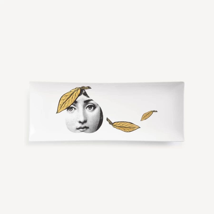 Fornasetti Vassoio Tema E Variazioni N.24 Decorative Tray in White, Black & Gold