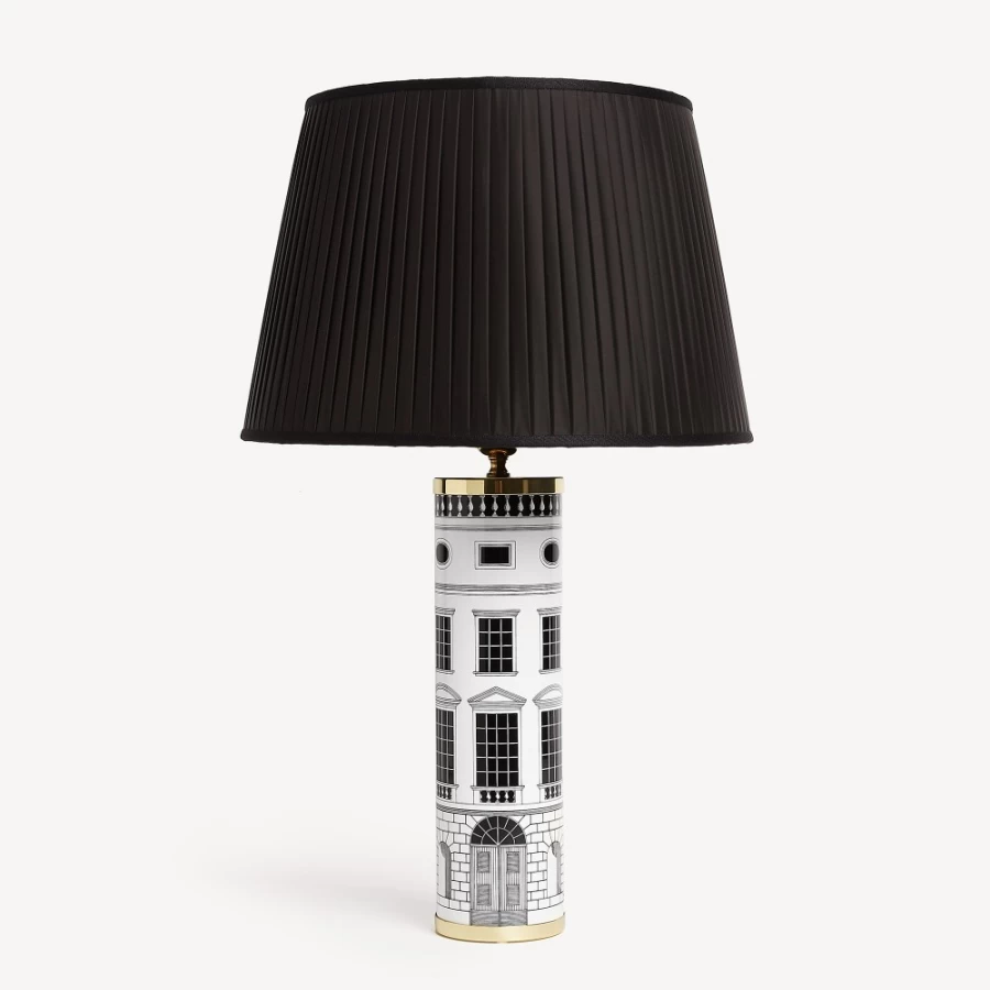 Fornasetti Black Conical Pleated Lampshade - Elegant Designer Lighting