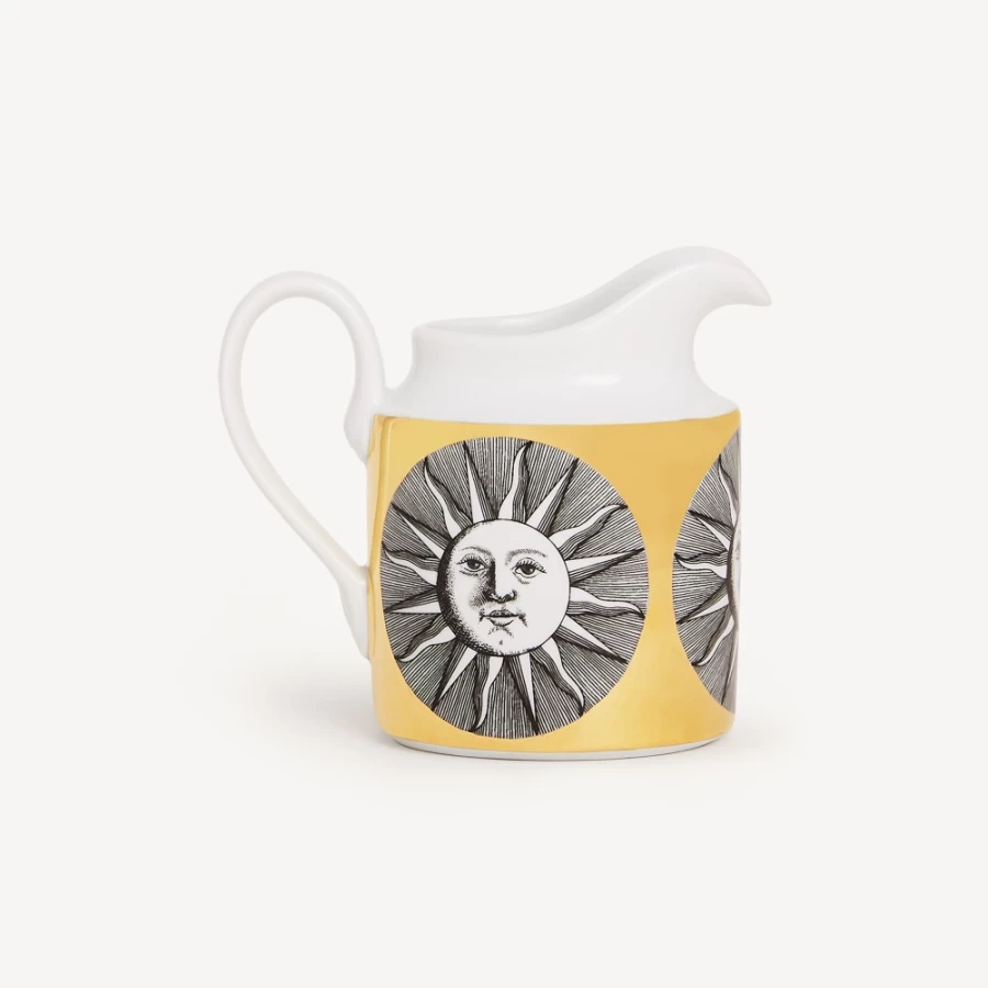 Fornasetti White and Black Milk Jug Soli Decorative Ceramic Pitcher