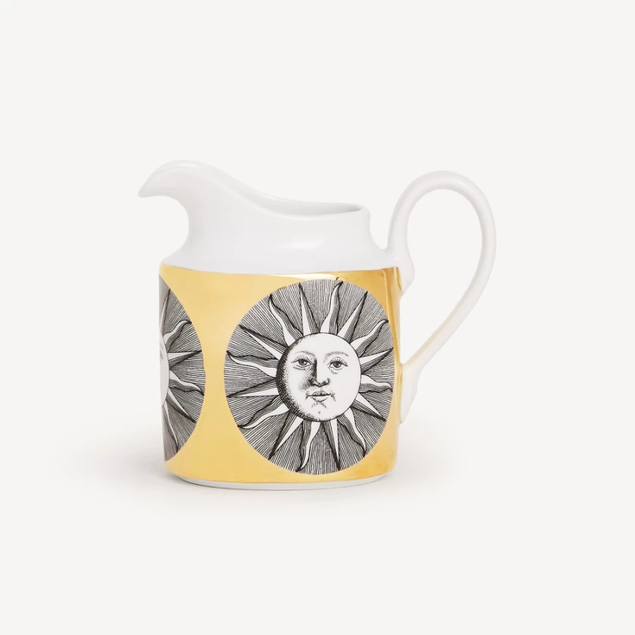 Fornasetti White and Black Milk Jug Soli Decorative Ceramic Pitcher